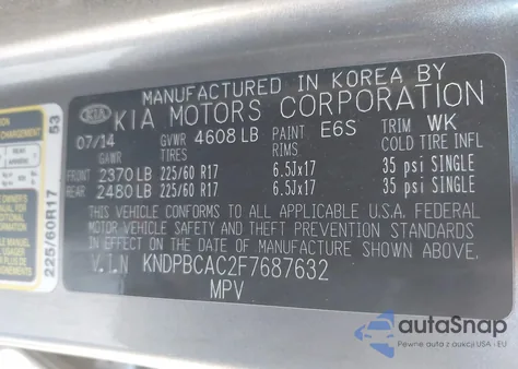 2015 Kia Sportage Lx z USA, uszkodzony, nr VIN KNDPBCAC2F7687632